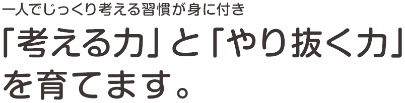 一人でじっくり考える習慣が身に付き「考える力」と「やり抜く力」を育てます。